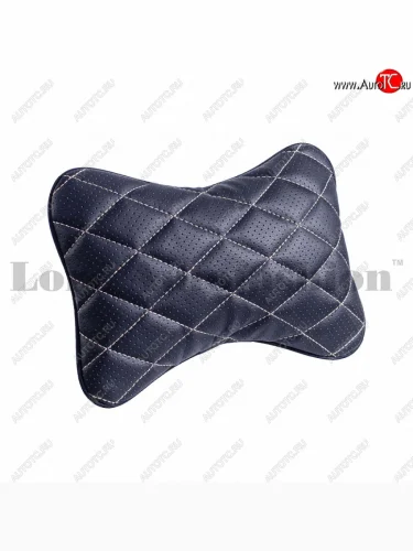 Подушка-косточка Lord Autofashion Ромб (экокожа, 1 шт.) Ford S-Max 1 дорестайлинг (2006-2010) (Черный, строчка бежевая)