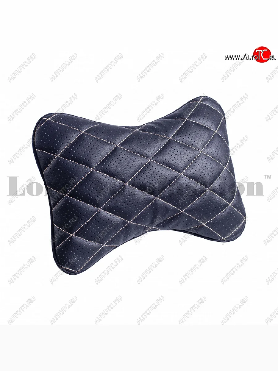 Подушка-косточка Lord Autofashion Ромб (экокожа, 1 шт.) Porsche Cayenne 957 (2007-2010) (Черный, строчка бежевая)