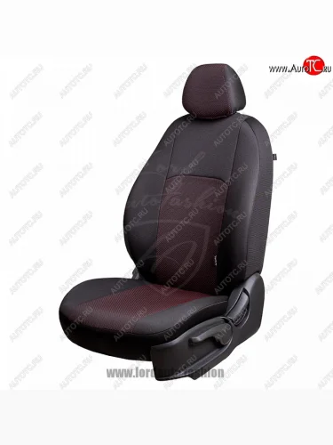 Чехлы для сидений Lord Autofashion Дублин (жаккард, спинка и сиденье 60/40+подлокотник, 3 Г-образных подголовника) (Черный, вставка Ёж Красный) KIA Ceed 2 JD рестайлинг, хэтчбэк (2015-2018)