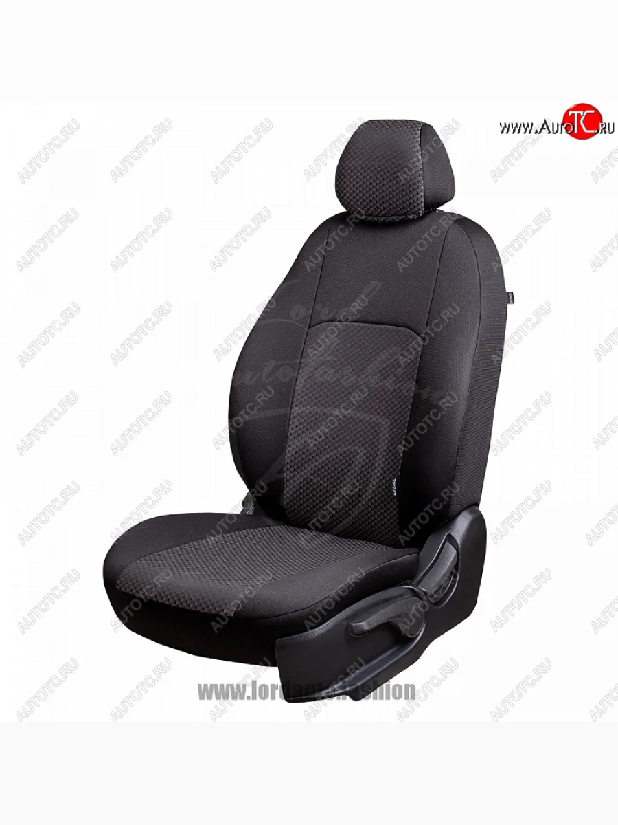 Чехлы для сидений Lord Autofashion Дублин (жаккард, спинка и сиденье 60/40+подлокотник, 3 Г-образных подголовника) KIA Ceed 2 JD дорестайлинг, хэтчбэк (2012-2015) (Черный, вставка Сеул серый)  в Воронеже Воронежской области