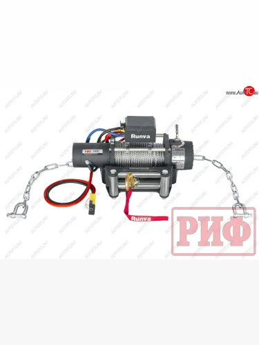 Лебёдка переносная РИФ 10000S (стальной трос) (С облегчённой площадкой на цепях и проводами) 
