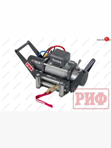 Лебёдка переносная РИФ 10000S. (стальной трос) (С площадкой в квадрат для фаркопа и проводами) 