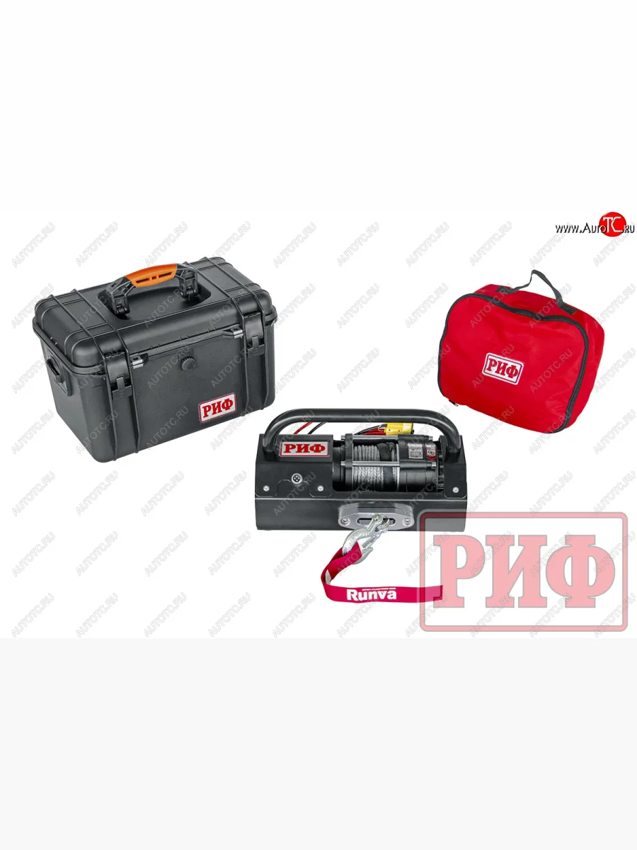 Лебёдка переносная РИФ 2500ASR (синтетический трос) Wuling Jiachen минивэн (2022-2025) (C малой площадкой, проводами, защитным кейсом)  с доставкой в г. Керчь