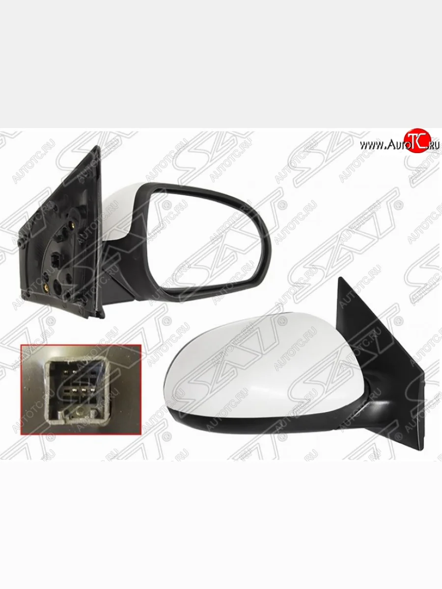 Правое боковое зеркало заднего вида SAT (обогрев, 5 контактов) KIA Rio 3 QB дорестайлинг седан (2011-2015) (Неокрашенное)  в Воронеже Воронежской области