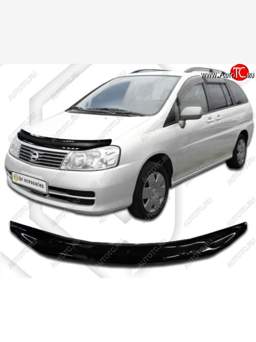 Дефлектор капота CA-Plastiс Nissan Liberty рестайлинг (2001-2004) (Classic черный, Без надписи )  в Перми Пермском крае