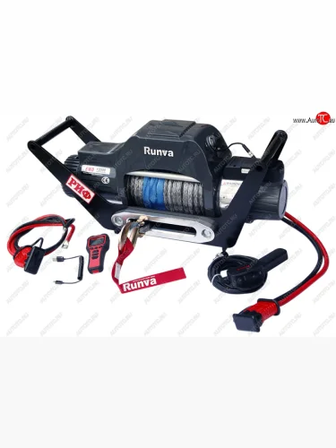 Лебёдка переносная РИФ 12000SR (синтетический трос) (c площадкой в квадрат для фаркопа) 