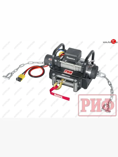 Лебёдка переносная РИФ 10000S (стальной трос) (с площадкой на цепях и проводами) 