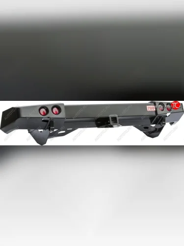 Бампер задний силовой РИФ (С квадратом под фаркоп и фонарями) Mitsubishi Pajero Sport PB дорестайлинг (2008-2013)