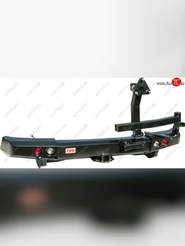 Бампер задний силовой РИФ (С квадратом под фаркоп, калиткой и фонарями) Mitsubishi Pajero Sport PB дорестайлинг (2008-2013)