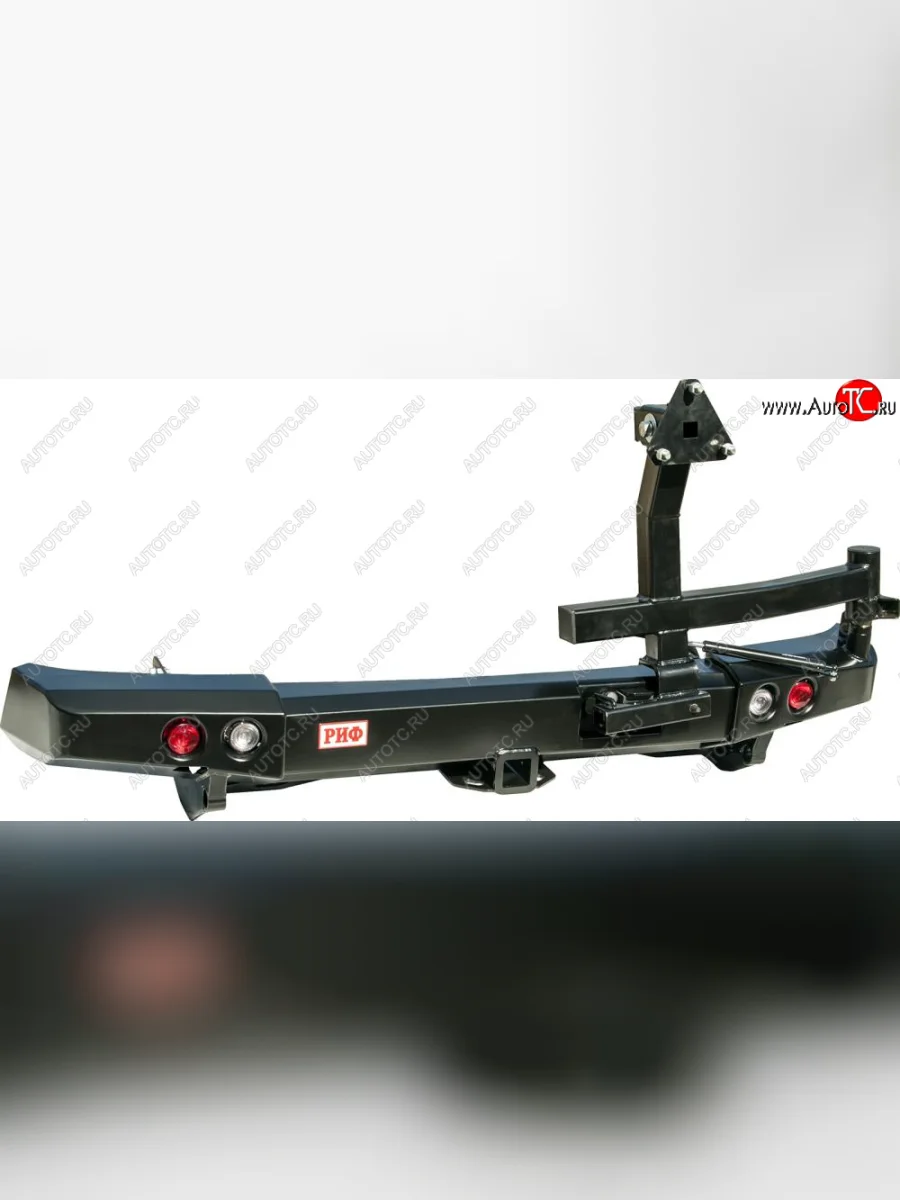 Бампер задний силовой РИФ Mitsubishi Pajero Sport PB дорестайлинг (2008-2013) (С квадратом под фаркоп, калиткой и фонарями)  в Керчи Республика Крым