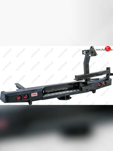 Бампер задний силовой (кузов 1500 мм) РИФ (С квадратом под фаркоп, калиткой и фонарями) Nissan Navara  1 D22 - NP300