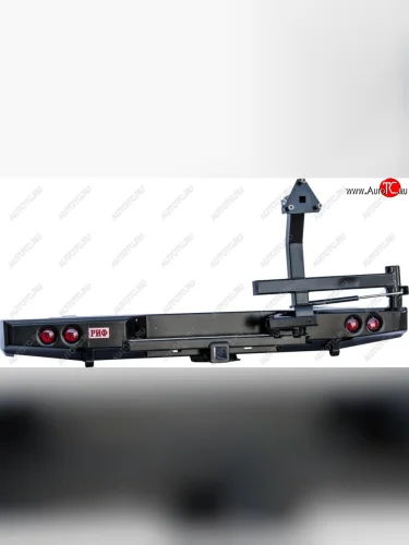 Бампер задний силовой (кузов 1400 мм) РИФ (С квадратом под фаркоп, калиткой и фонарями) Nissan Navara  1 D22 - NP300