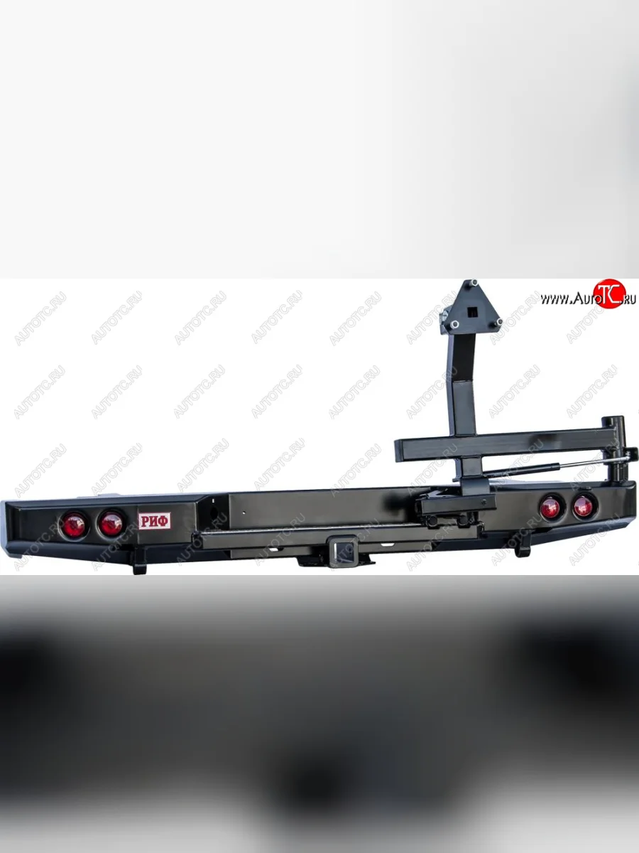 Бампер задний силовой (кузов 1400 мм) РИФ Nissan Navara 1 D22 рестайлинг (2000-2005) (С квадратом под фаркоп, калиткой и фонарями)  с доставкой в г. Керчь