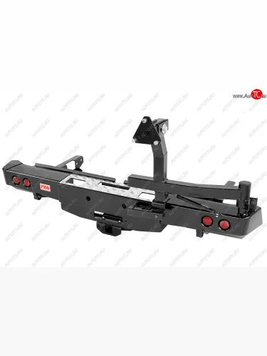 Бампер задний силовой РИФ (С площадкой под лебедку, квадратом под фаркоп, калиткой и фонарями) Toyota Hilux  AN120 (2016-2020) дорестайлинг, 1-ый рестайлинг