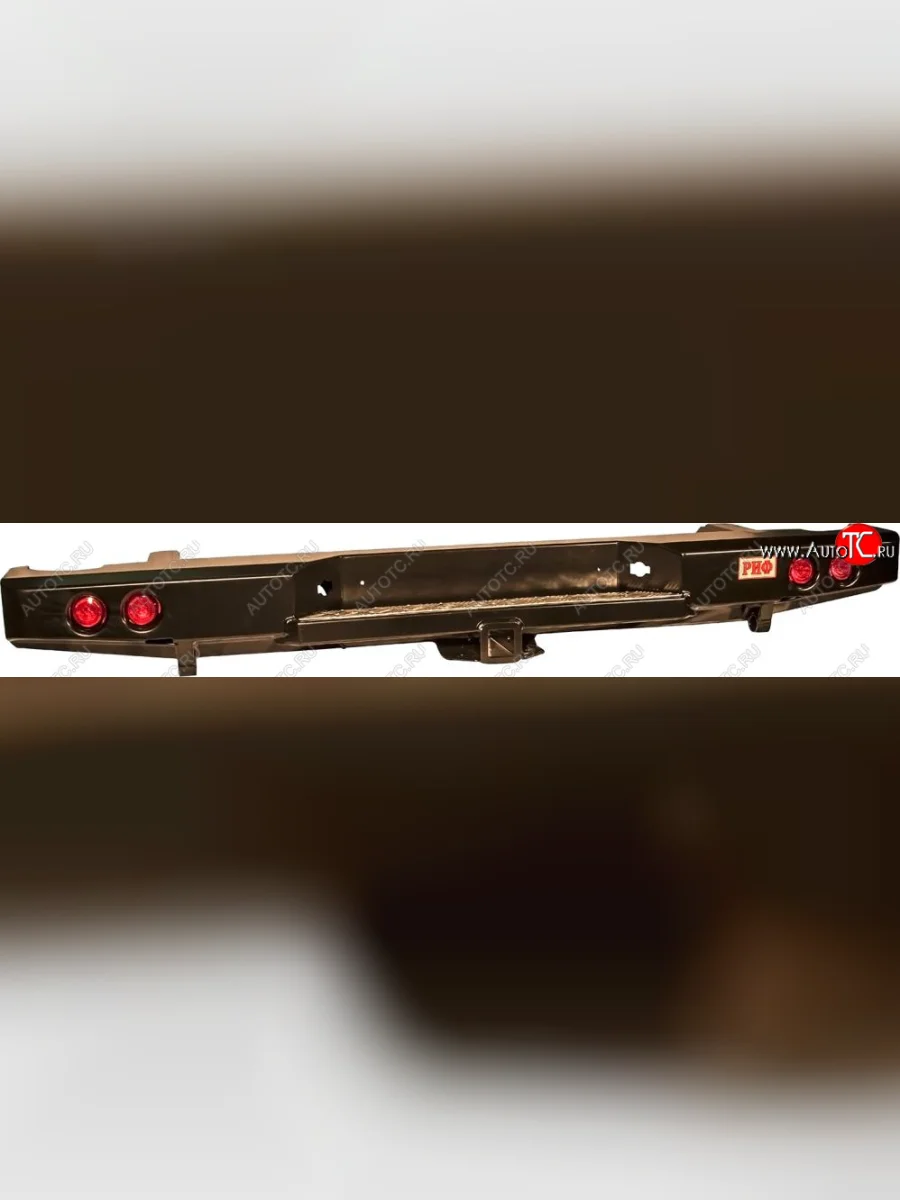 Бампер задний силовой РИФ Nissan Navara 2 D40 дорестайлинг (2004-2010) (С квадратом под фаркоп и фонарями)  с доставкой в г. Керчь