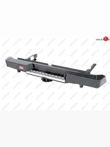 Бампер задний силовой РИФ (С квадратом под фаркоп) Toyota Hilux  AN120 (2016-2020) дорестайлинг, 1-ый рестайлинг