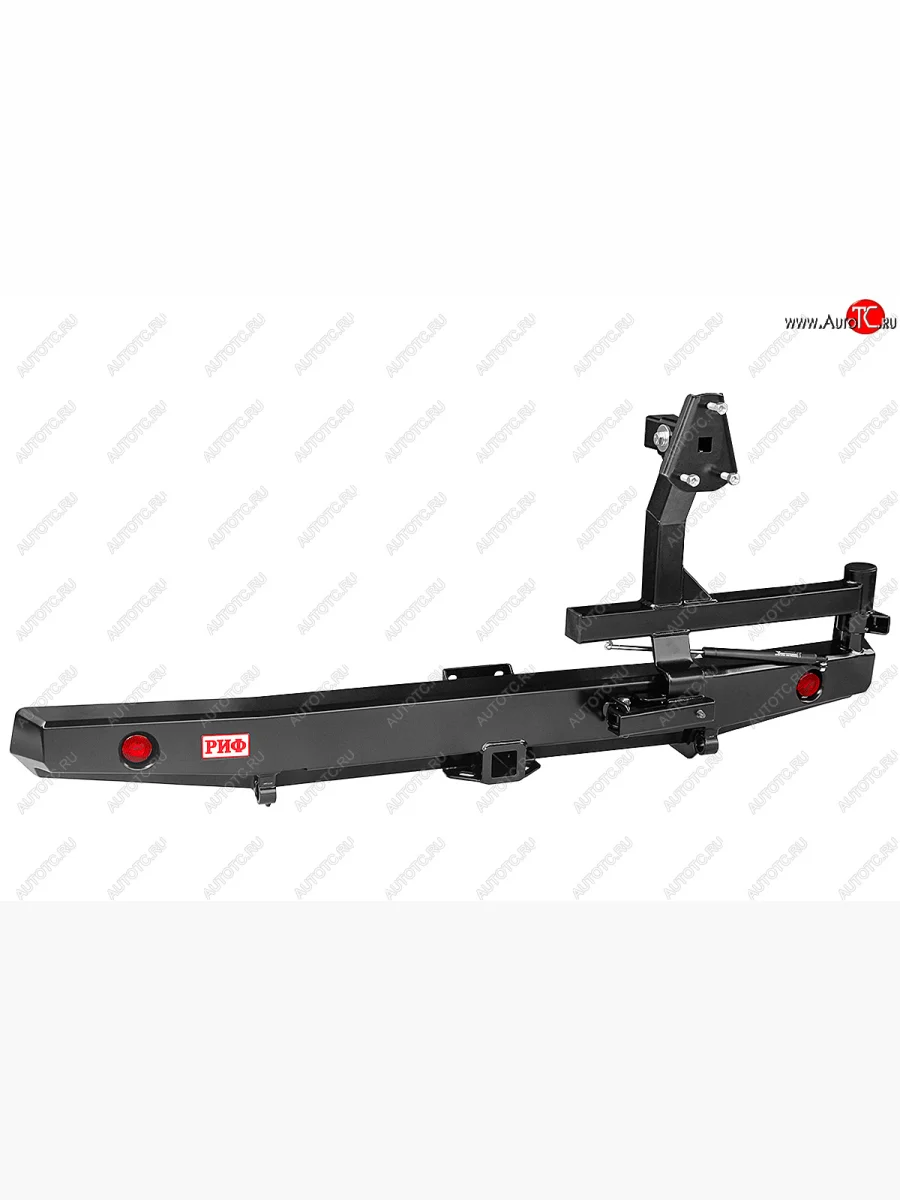 Бампер задний силовой РИФ (стандарт) Уаз Буханка 452 2206 микроавтобус (1965-2025) (С квадратом под фаркоп, калиткой (правая) и фонарями)  с доставкой в г. Керчь