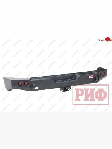 Бампер задний силовой РИФ (стандарт) (С квадратом под фаркоп и фонарями) Jeep Wrangler  JK (2006-2010) 3 дв. дорестайлинг