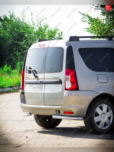 Защита заднего бампера Petroil Tuning (уголки, d51) (Сталь с полимерным покрытием в цвет: серебристый❞Искра❝) Лада ВАЗ Ларгус (2012-2021) дорестайлинг R90