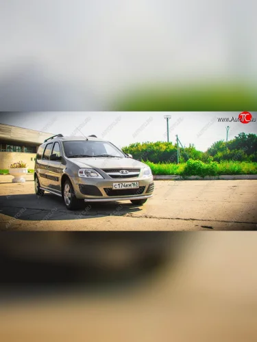 Защита переднего бампера одинарная из трубы d51 мм Petroil Tuning (Сталь с полимерным покрытием в цвет: серебристый ❞Искра❝) Лада ВАЗ Ларгус (2012-2021) дорестайлинг R90