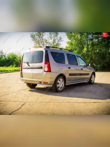 Защита порогов из трубы Ø51 Petroil Tuning (Сталь с полимерным покрытием в цвет: серебристый ❞Искра❝) Лада ВАЗ Ларгус (2012-2025) дорестайлинг R90, рестайлинг R90