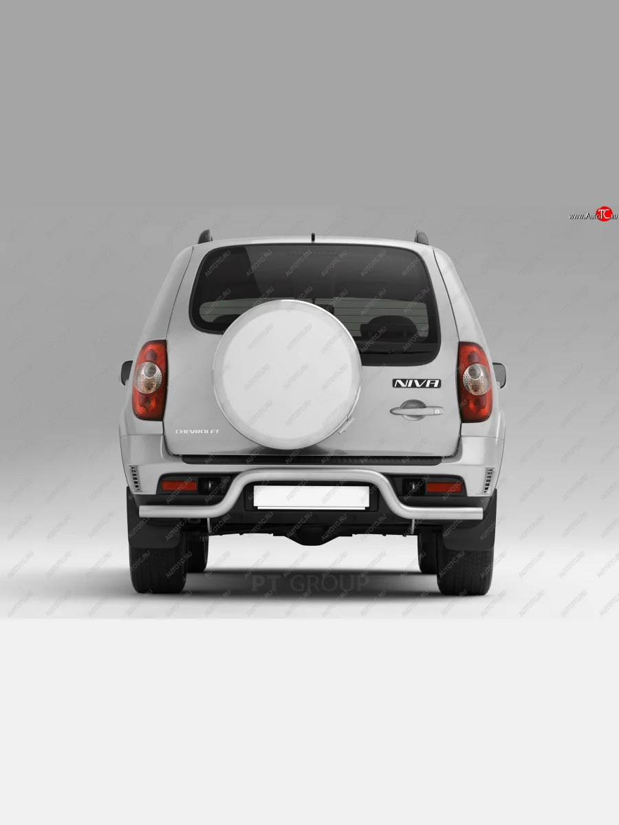 Защита заднего бампера Petroil Tuning Волна (d63) Chevrolet Niva 2123 рестайлинг (2009-2020) (Сталь полимерным покрытием в цвет: серебристый ❞Искра❝)  в Перми Пермском крае