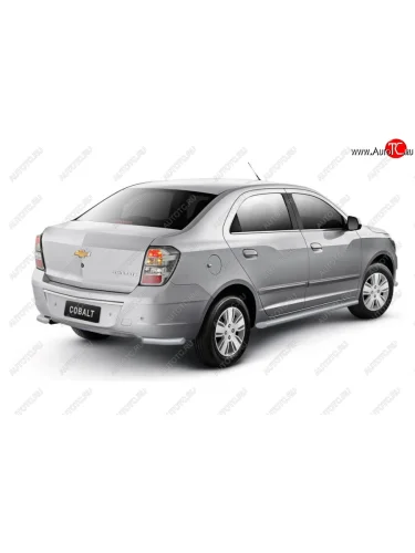 Защита заднего бампера PT GROUP угловая Ø38мм ИСКРА (ППК) CHEVROLET Cobalt 2019- (Сталь полимерным покрытием в цвет: серебристый ❞Искра❝) Chevrolet Cobalt (2019-2023) седан 2-ой рестайлинг