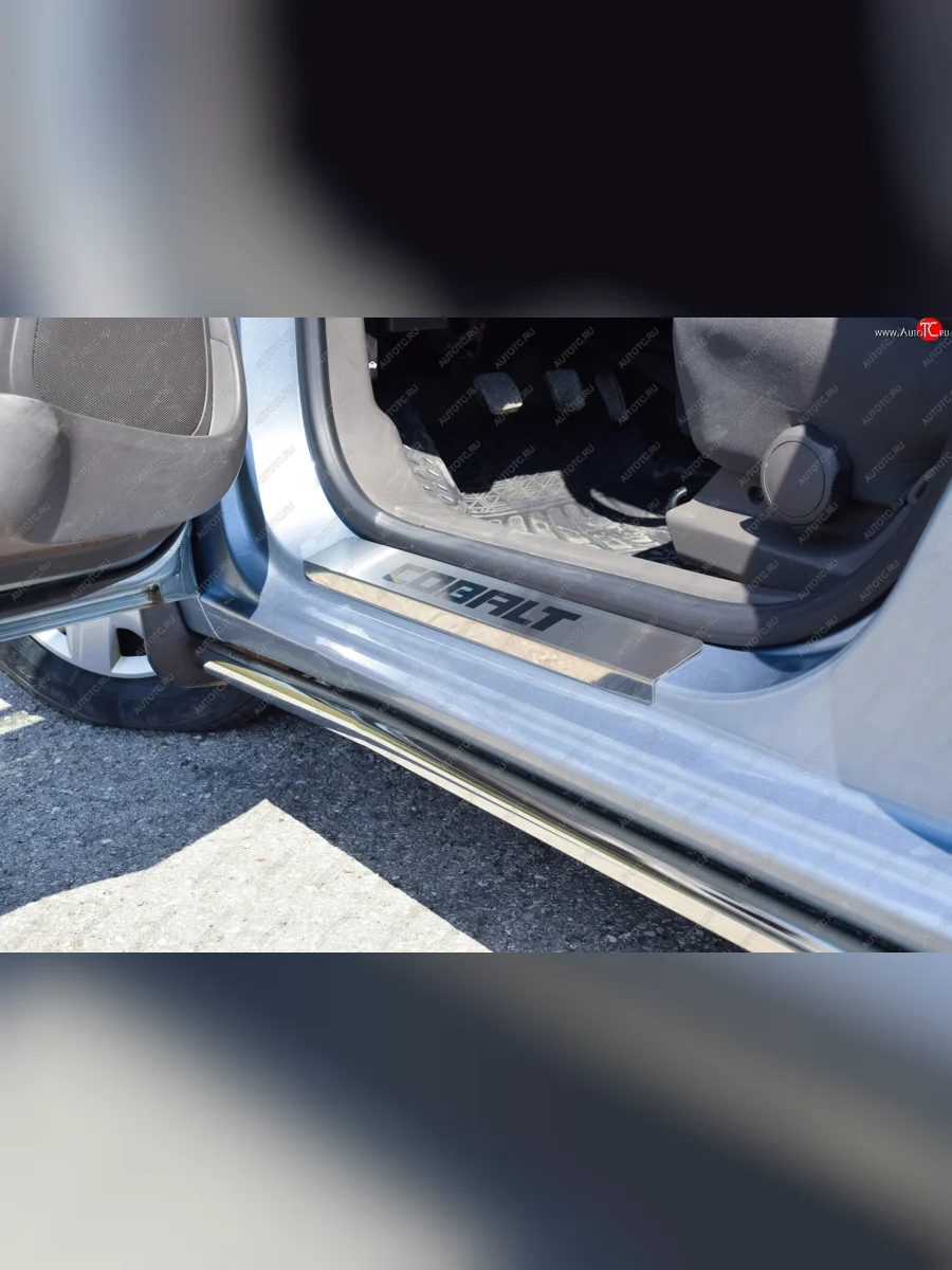 Защита порогов Petroil Tuning (Ø38 мм)  Chevrolet Cobalt (2019-2023) (Нержавейка)  с доставкой в г. Керчь