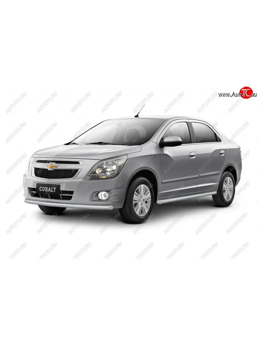 Защита порогов Petroil Tuning (Ø38 мм)  Chevrolet Cobalt (2019-2023) (Сталь полимерным покрытием в цвет: серебристый ❞Искра❝)  с доставкой в г. Керчь
