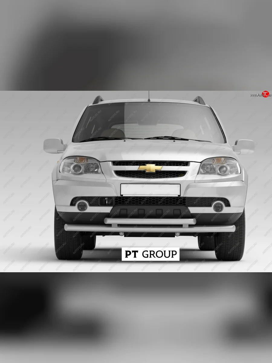 Защита переднего бампера Petroil Tuning (Ø63/51 мм) Chevrolet Niva 2123 рестайлинг (2009-2020) (Сталь полимерным покрытием в цвет: серебристый ❞Искра❝)  в Самаре Самарской области