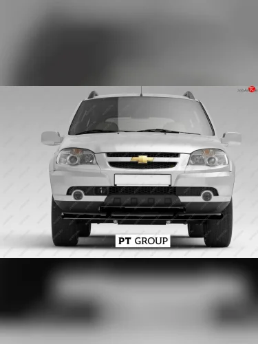 Защита переднего бампера Petroil Tuning (Ø63/51 мм) (Сталь с полимерным покрытием в цвет: черный ❞Шагрень❝) Лада ВАЗ 2123 (Нива Шевроле) 1 рестайлинг (2009-2020)