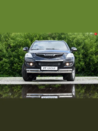 Защита переднего бампера Petroil Tuning (Ø63/51 мм) (Нержавейка) Haval H5 (2020-2023) рестайлинг