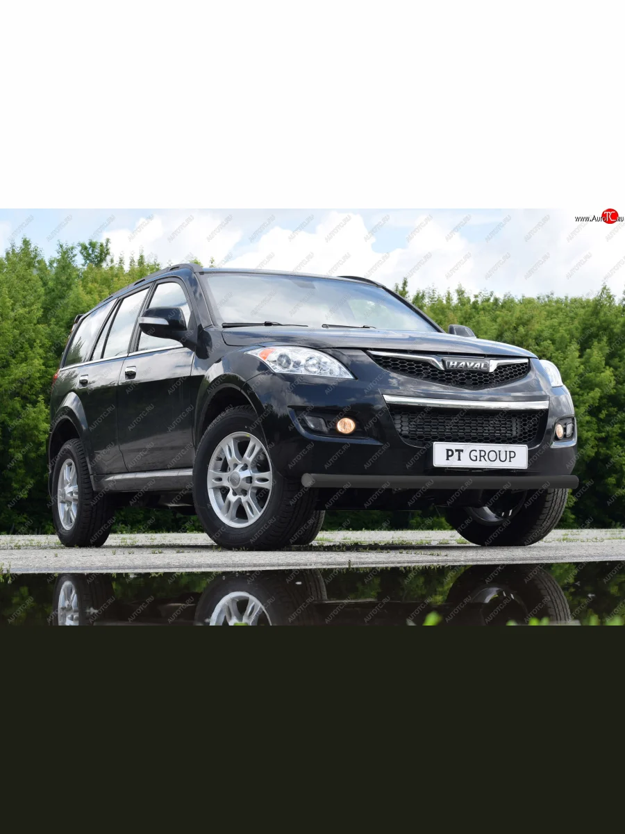 Защита переднего бампера Petroil Tuning (Ø63 мм) Haval H5 рестайлинг (2020-2023) (Сталь с полимерным покрытием в цвет: черный ❞Шагрень❝)  в Перми Пермском крае