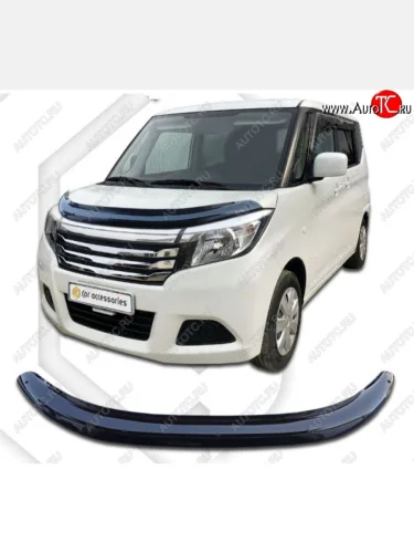 Дефлектор капота CA-Plastiс (Classic черный) Suzuki Solio (2015-2020)