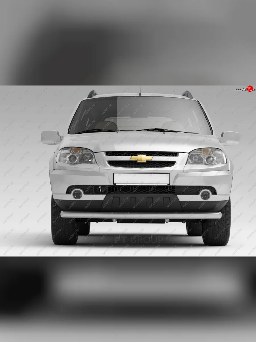 Защита переднего бампера Petroil Tuning (Ø63 мм) Chevrolet Niva 2123 рестайлинг (2009-2020) (Сталь полимерным покрытием в цвет: серебристый❞Искра❝)  в Самаре Самарской области