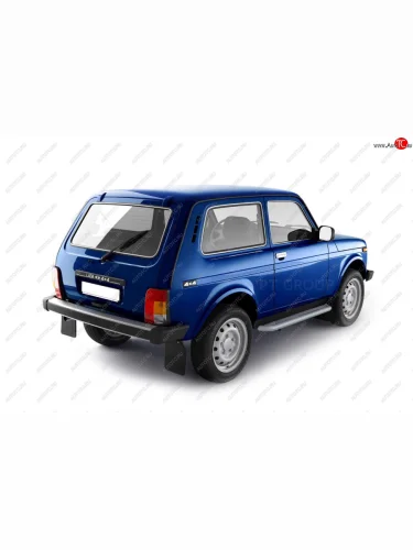 Порожки для ног из трубы Ø51 с алюминиевой площадкой URBAN Petroil Tuning (Сталь с полимерным покрытием в цвет: серебристый ❞Искра❝) Лада ВАЗ Нива 4х4  2121 (1977-2019) 3 дв. дорестайлинг