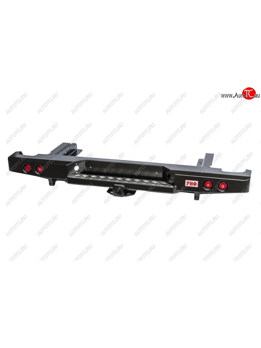 Бампер задний силовой (кузов 1500 мм) РИФ Nissan Navara 1 D22 рестайлинг (2000-2005) (С квадратом под фаркоп и фонарями)  с доставкой в г. Керчь