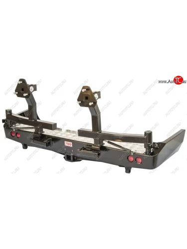 Бампер задний силовой РИФ (С квадратом под фаркоп, 2-мя калитками и фонарями) Toyota Land Cruiser  80 (1989-1997)