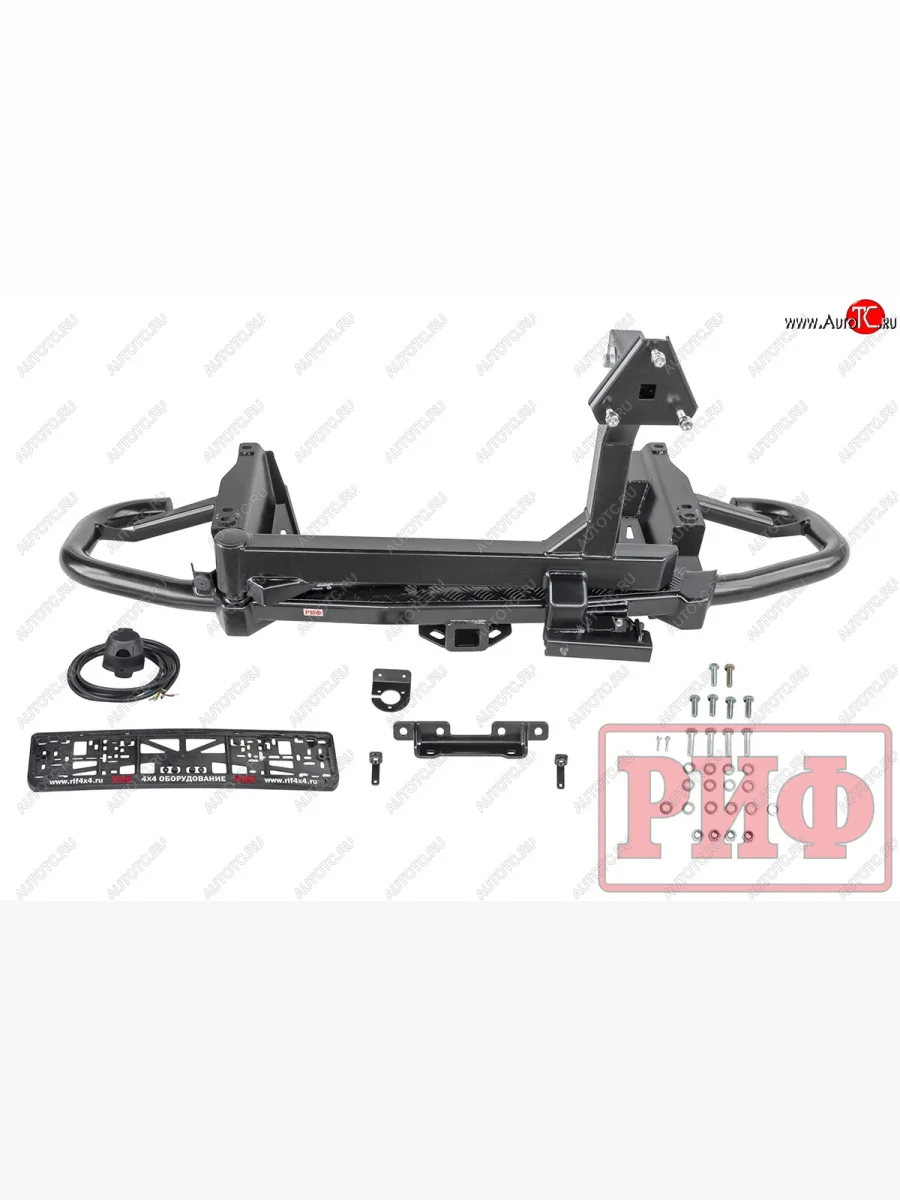 Бампер задний силовой РИФ  Toyota Land Cruiser Prado (2002-2009) J120 (С квадратом под фаркоп и калиткой)  с доставкой в г. Керчь