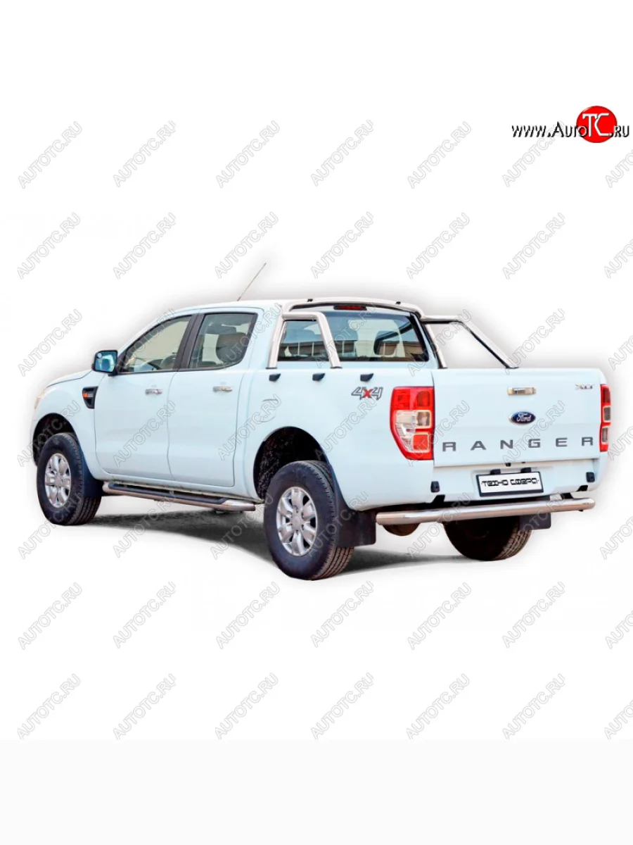 Защитная дуга багажника ТехноСфера (Техно Сфера) (Ø63,5 мм) Ford Ranger RapCab дорестайлинг (2011-2016) (Нержавейка)  в Керчи Республика Крым