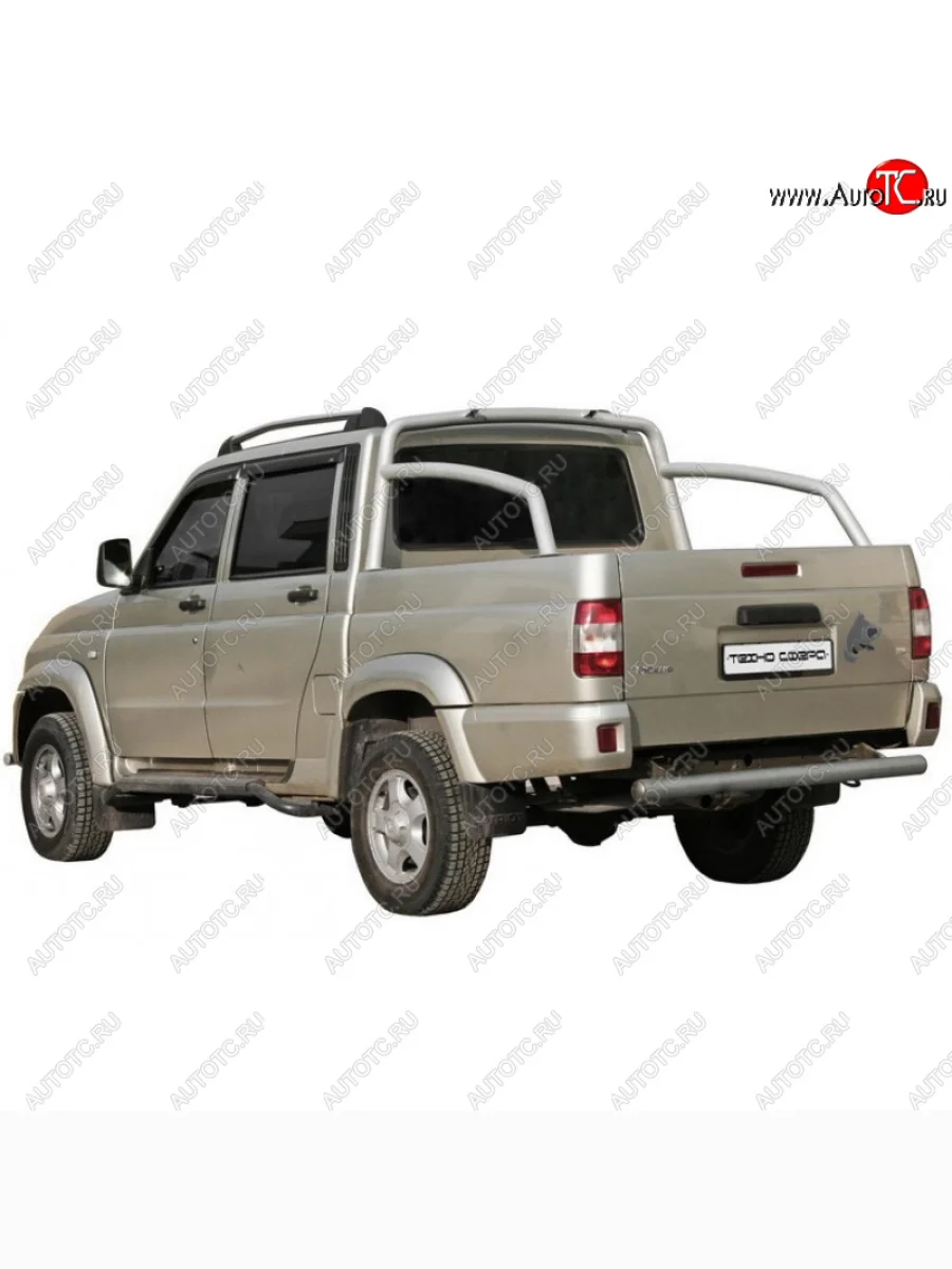 Защитная дуга багажника ТехноСфера (Техно Сфера) (Ø63,5 мм, удлиненная) Уаз Патриот 23632 дорестайлинг пикап (2008-2014) (Нержавейка)  с доставкой в г. Керчь