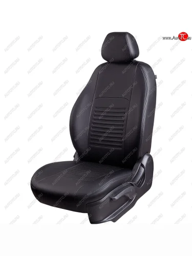 Чехлы для сидений Lord Autofashion Турин (экокожа, 3X, спинка 60/40, 3 Г-образных подголовника) (Черный, вставка черная) Chery Tiggo 2 (2017-2025)