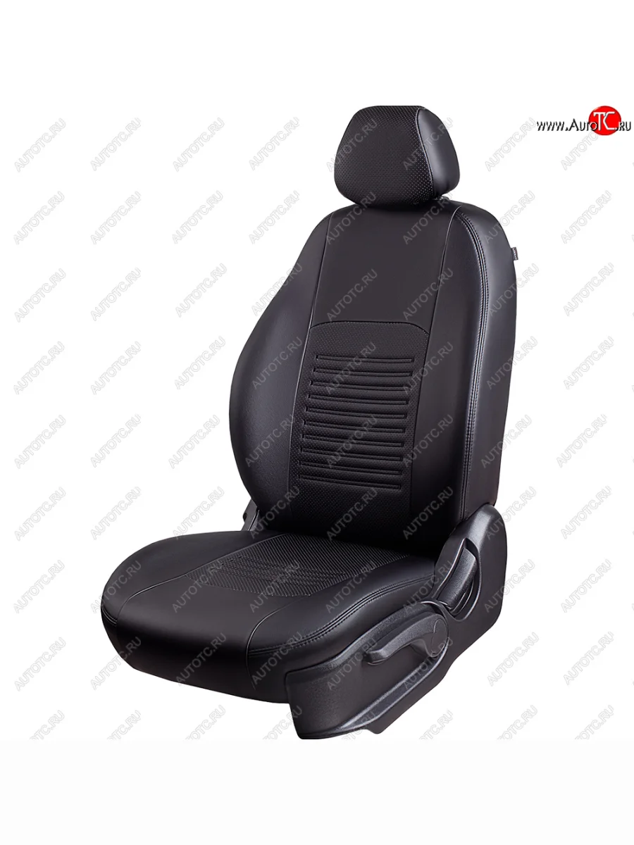 Чехлы для сидений Lord Autofashion Турин (экокожа, 3X, спинка 60/40, 3 Г-образных подголовника) Chery Tiggo 2 (2017-2025) (Черный, вставка черная)  в Перми Пермском крае