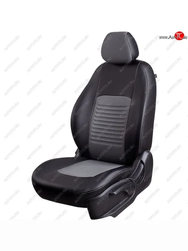 Чехлы для сидений Lord Autofashion Турин (экокожа) (Черный, вставка серая) KIA Seltos SP2 дорестайлинг (2019-2022)
