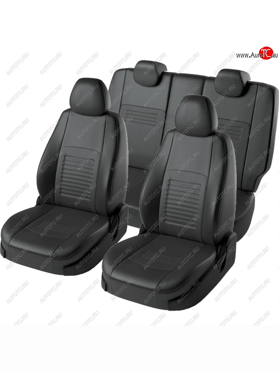 Чехлы для сидений (экокожа, РЗСиС, 2 П) Lord Autofashion Турин Skoda Octavia Tour A4 1U5 универсал дорестайлинг (1996-2000) (Черный, вставка черная)  в Перми Пермском крае