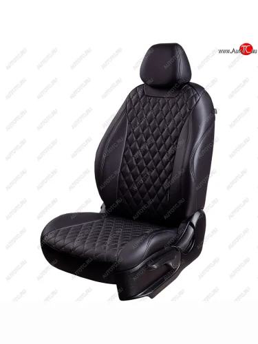 Чехлы для сидений Lord Autofashion Байрон (экокожа, сиденья и спинка 60/40, 3 Г-образных подголовника) (Черный, вставка черная, строчка черная) Hyundai I30 2 GD дорестайлинг универсал (2011-2015)