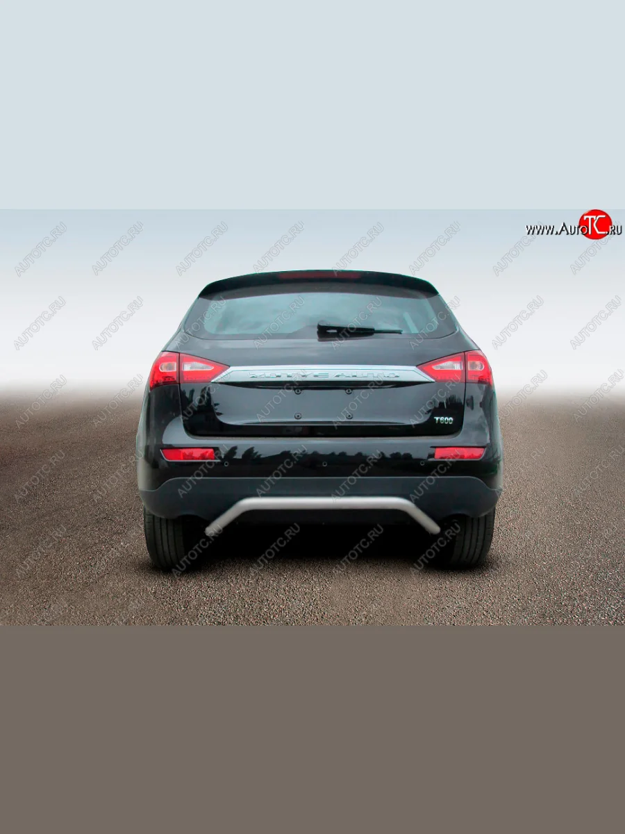 Защита заднего бампера Slitkoff (d57, скоба) Zotye T600 (2014-2021) (Сталь полимерным покрытием в цвет: серебристый)  в Керчи Республика Крым