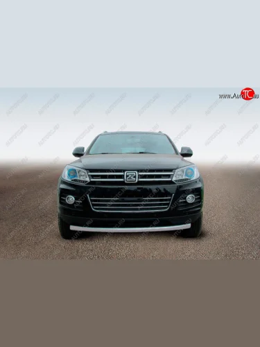 Защита переднего бампера Slitkoff (Ø57 мм, радиусная) (Сталь полимерным покрытием в цвет: серебристый) Zotye T600 (2014-2021)