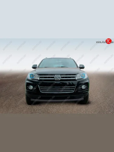 Защита переднего бампера Slitkoff (Ø57 мм, радиусная) (Сталь с полимерным покрытием в цвет: черный) Zotye T600 (2014-2021)