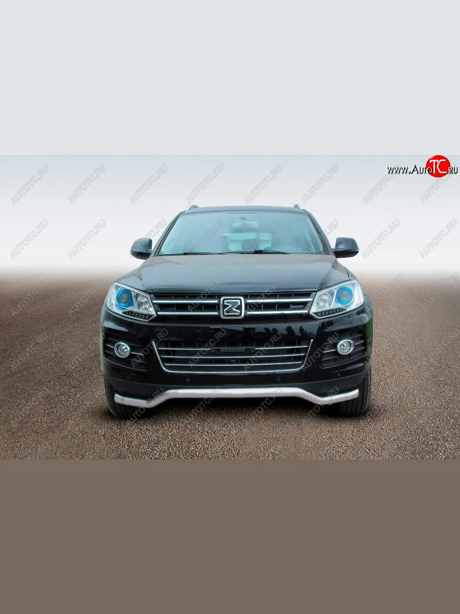 Защита переднего бампера Slitkoff (Ø57 мм, волна) Zotye T600 (2014-2021) (Сталь полимерным покрытием в цвет: серебристый)  в Воронеже Воронежской области
